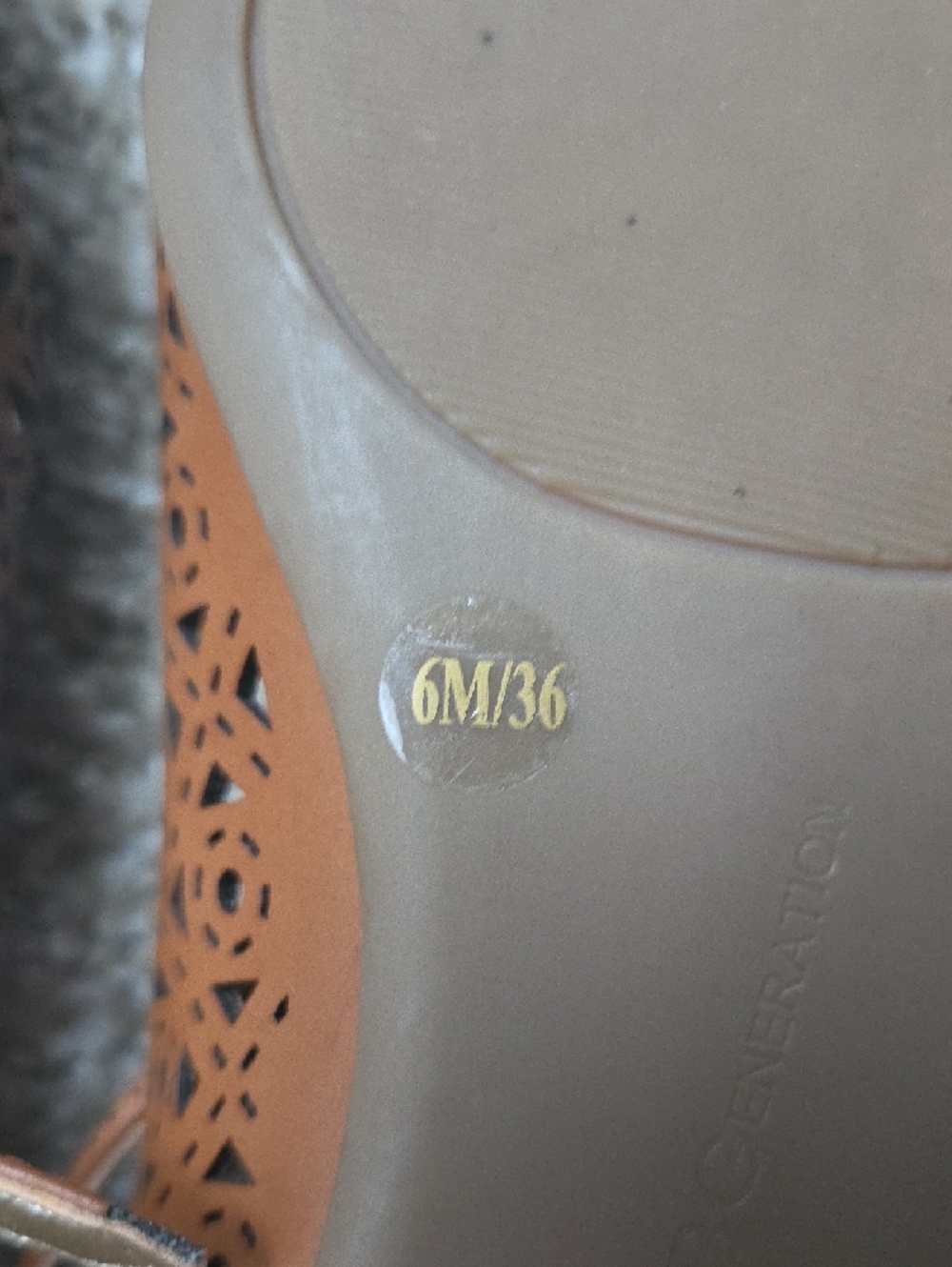 BCBGeneration Tan Laser-Cut Pointed Mary Jane Flats - Picture 9 of 10